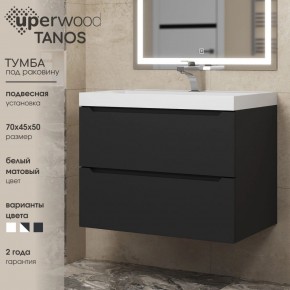 Тумба под раковину Uperwood Tanos 70 см, подвесная, черная матовая в Лесном - lesnoy.mebel24.online | фото 3