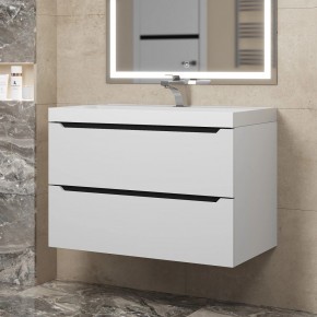 Тумба под раковину Uperwood Tanos 80 см, подвесная, белая/графит в Лесном - lesnoy.mebel24.online | фото