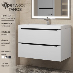 Тумба под раковину Uperwood Tanos 80 см, подвесная, белая/графит в Лесном - lesnoy.mebel24.online | фото 3
