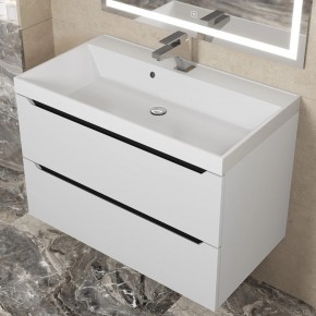 Тумба под раковину Uperwood Tanos 80 см, подвесная, белая/графит в Лесном - lesnoy.mebel24.online | фото 8