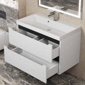Тумба под раковину Uperwood Tanos 80 см, подвесная, белая/графит в Лесном - lesnoy.mebel24.online | фото 9