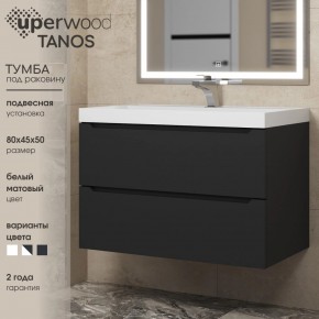 Тумба под раковину Uperwood Tanos 80 см, подвесная, черная матовая в Лесном - lesnoy.mebel24.online | фото 3